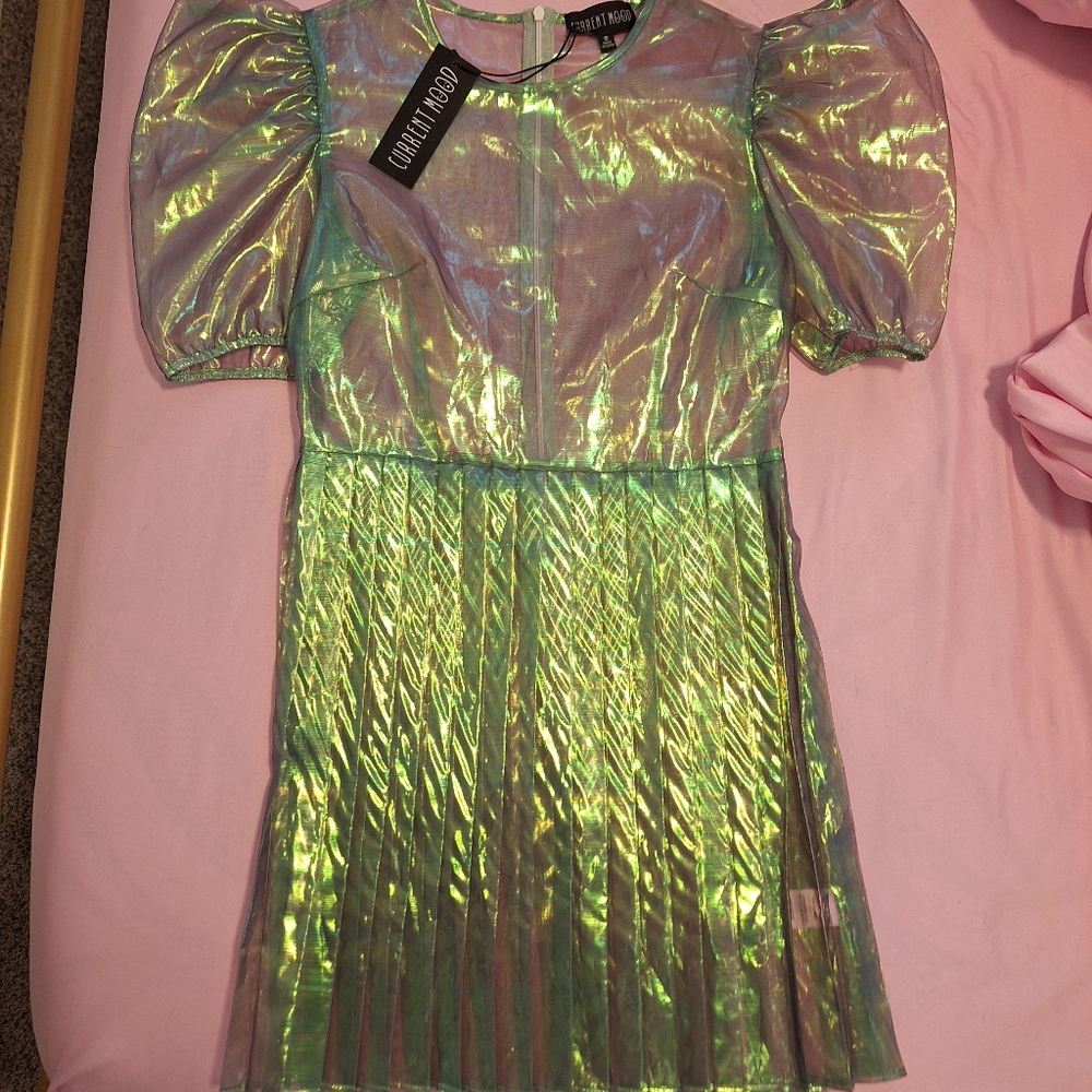 Dolls Kill Current Mood Iridescent Baby Doll Dress